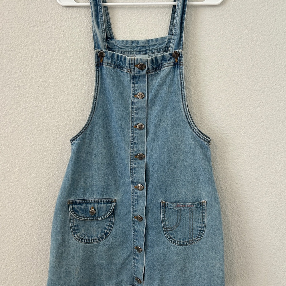 Vintage Denim Button-Front Overall Dress